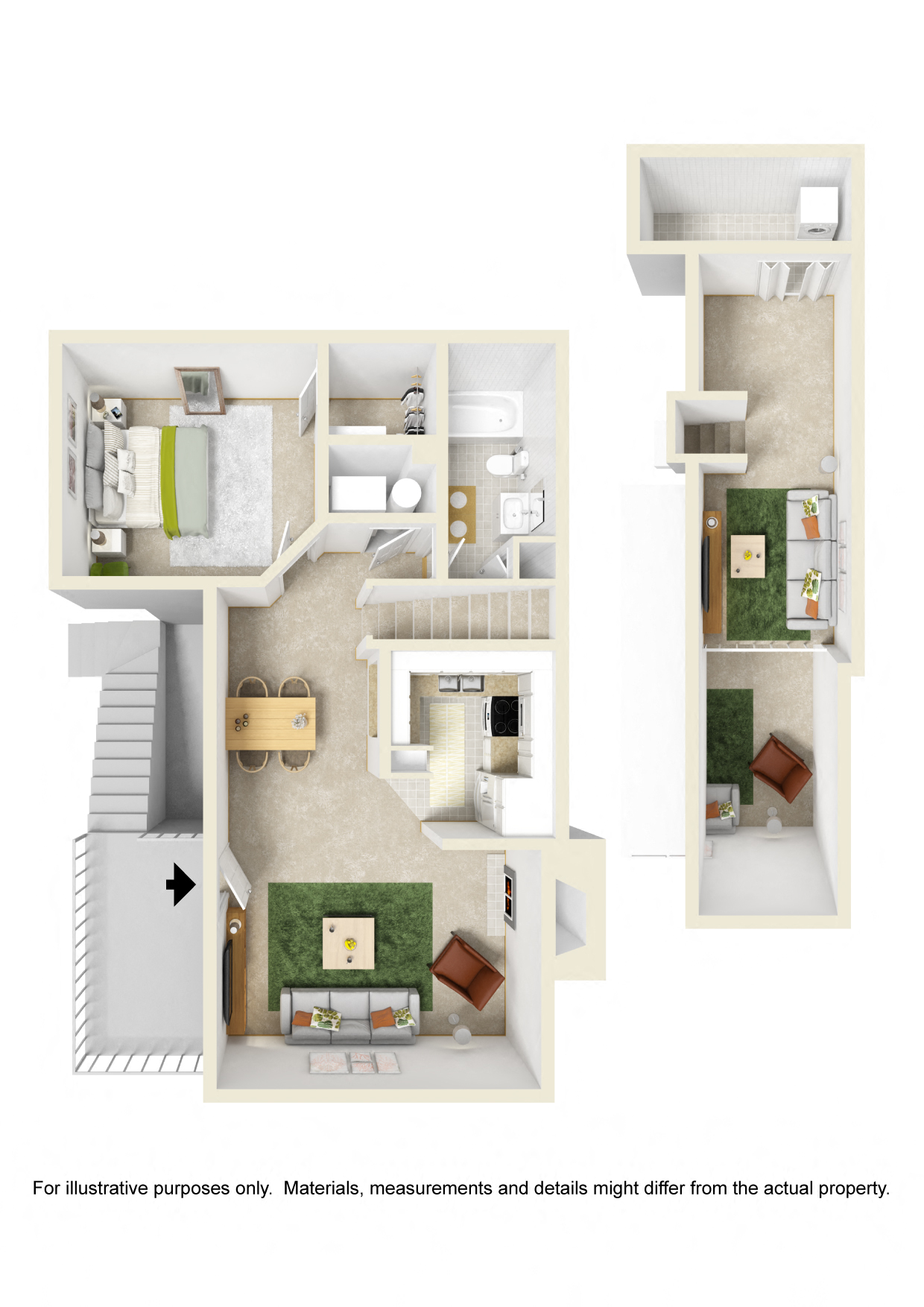 Floor plan for 1 bed, 1 bath, 900 sqft